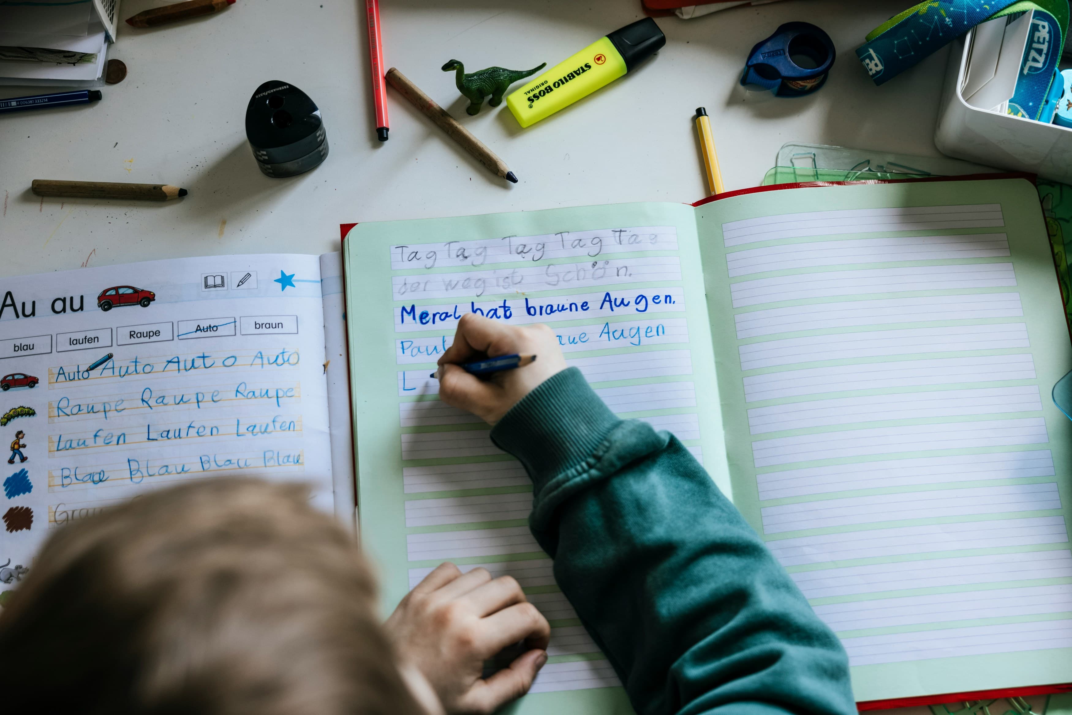 A child learning in an online class