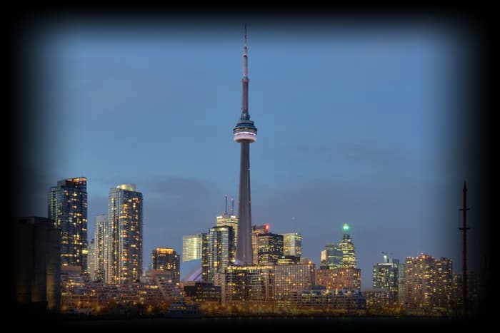 The Toronto skyline at dusk